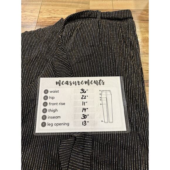 Torrid Womens Black Lurex Self Tie Wide Leg Pant Sz 1X Metallic Stripe Stretch - Picture 7 of 7